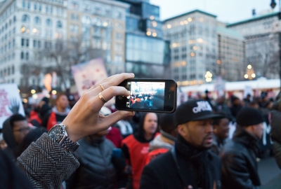 Cellphone taking a video at a Black Lives Matter protest