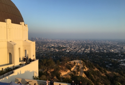 A view of Los Angeles at sunset from the Griffith Observatory
