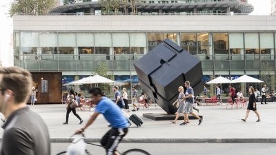 People in NYC near The Cube