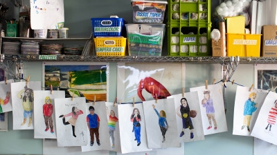 Children's art in classroom