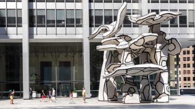 Sculpture in front of building