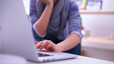 student at her laptop