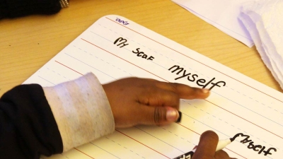 child writing