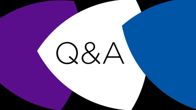 Three shapes and the letters Q and A