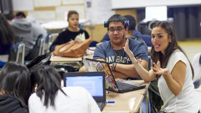 students talking