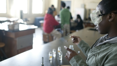 student in a lab