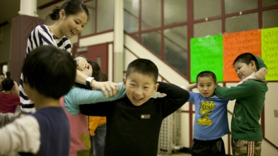 kids dancing and laughing