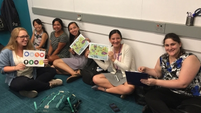 Small Talk Lab students displaying books