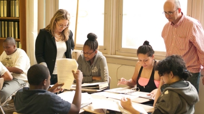 Student and Teachers in the College Prep Academy