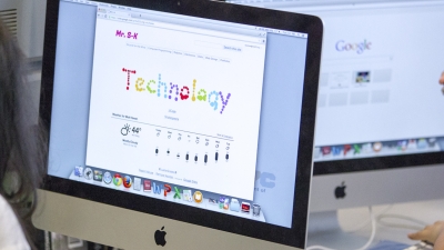 Screen displaying a website on technology