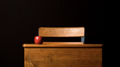 Apple on a desk
