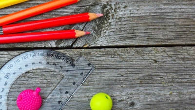 Stationary items like colours, crayon and paint