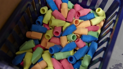 Erasers in a basket