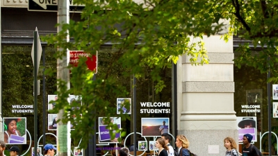 Students walking in front of Pless Hall