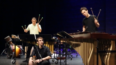 NYU percussion students performing