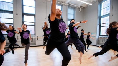 NYU dancers mid air