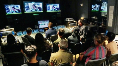Professor leading music technology class