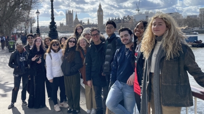 Students in front of Parliament in London