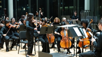 Strings portion of orchestra playing