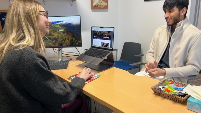 Student working with academic advisor