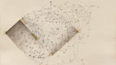 A drawing on paper by Mark Lombardi