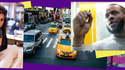 Collage of students and NYC photos