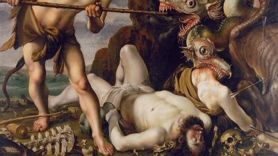 Cadmus Slays the Dragon, oil on canvas by Hendrick Goltzius, between 1573 and 1617