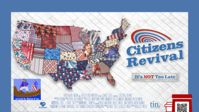 Event flyer featuring the shape of the United States overlayed with a multi-pattern collage outlining each state.