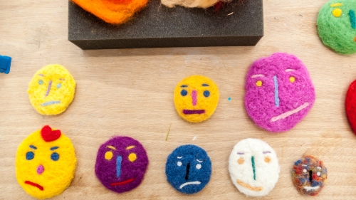 Faces made of fabric. 