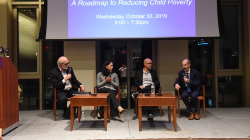 A panel of Larry Aber, Jennifer Jones-Austin, Xavier de Souza Briggs and Benard Dreyer