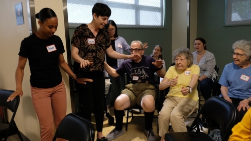  Students from Drama Therapy rehearse with members of Penn South. 