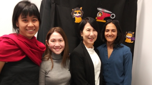 Dr. Sudha Arunachalam with three visitors from the Singapore Ministry of Social and Family Development.