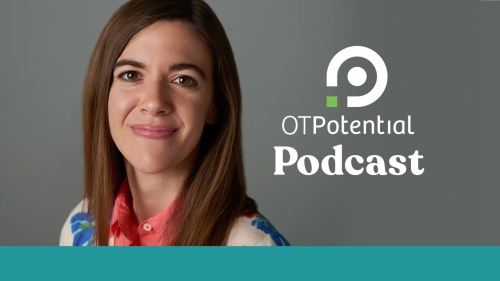 A photo of Sarah Lyons with the overlay "OT Potential Podcast"