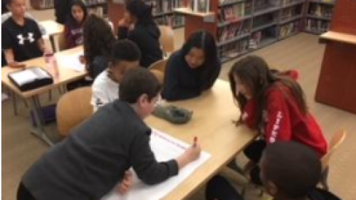 Kids studying in the library