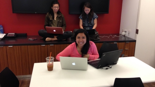 Student researchers on their laptops.