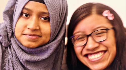 Close up of two girls