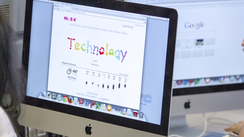 Screen displaying a website on technology