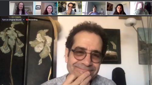 Tony Shalhoub in a zoom class