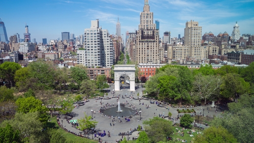 A bird's eye view of Washington Square Park