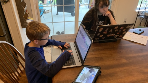 Ttwo students learning online