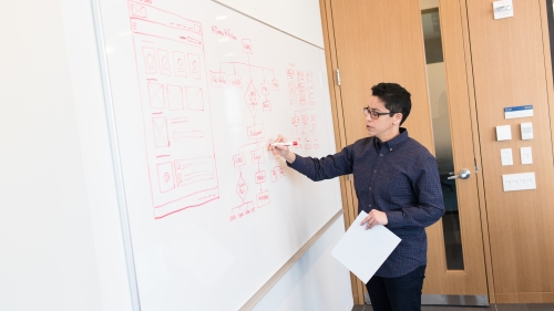 Teacher at whiteboard