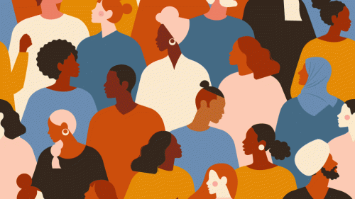 crowd of diverse people from many racial backgrounds