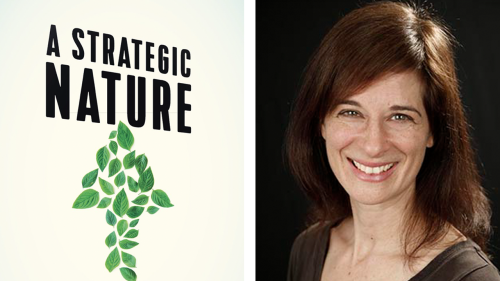 picture of Melissa Aronczyk alongside her new book, A Strategic Nature
