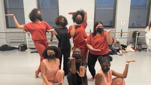 seven dance education students posing in the studio