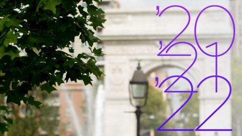 blurry photo of washington square park arch with the years 20, 21, and 22