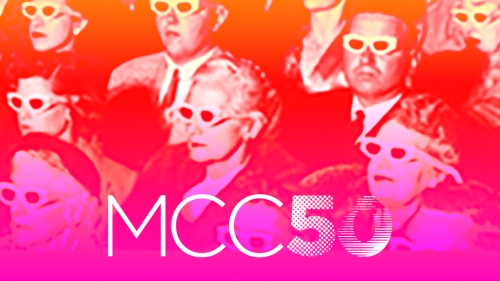 Audience members sport 3-D glasses during the first screening of “Bwana Devil,” the first full-length, color 3-D movie, November 26, 1952, at the Paramount Theater in Hollywood.