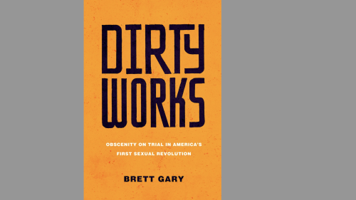 Dirty Works book cover. Orange Book, Black and White text. 