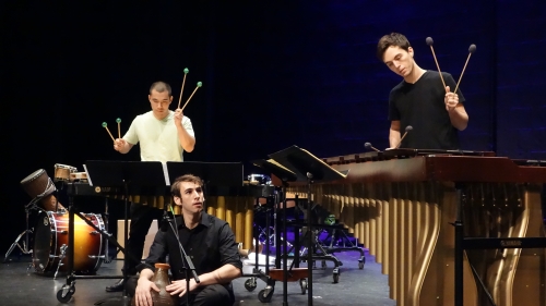 NYU percussion students performing