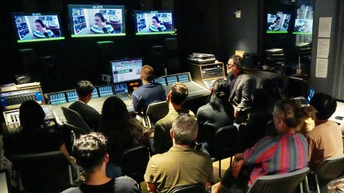 Professor leading music technology class