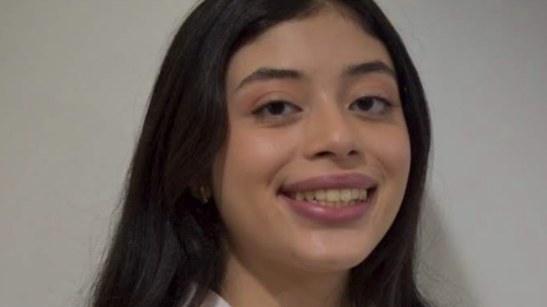Image captures a head shot of Paola Romero, a student participant in the College Prep Academy/ 1199 Workforce.
